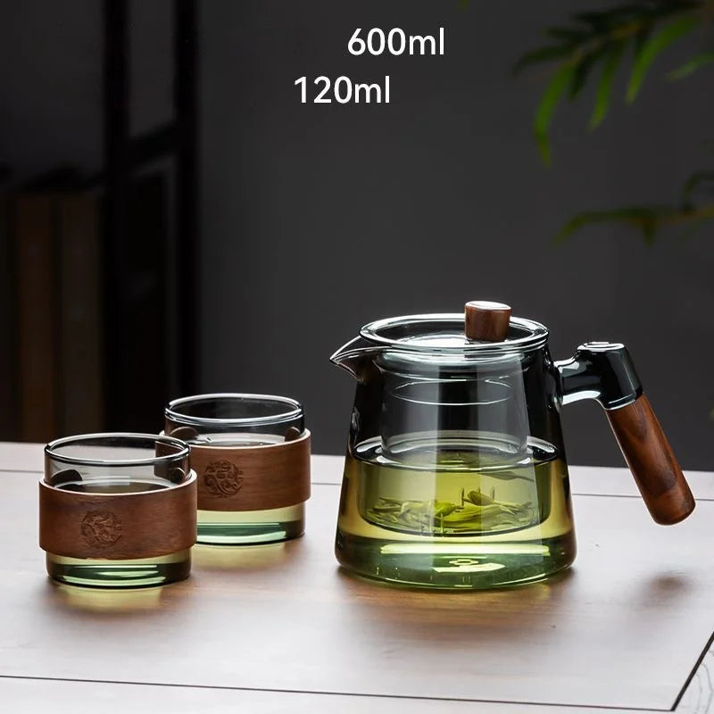 TeaLuxe™ Glas-Teekanne mit Teetassen