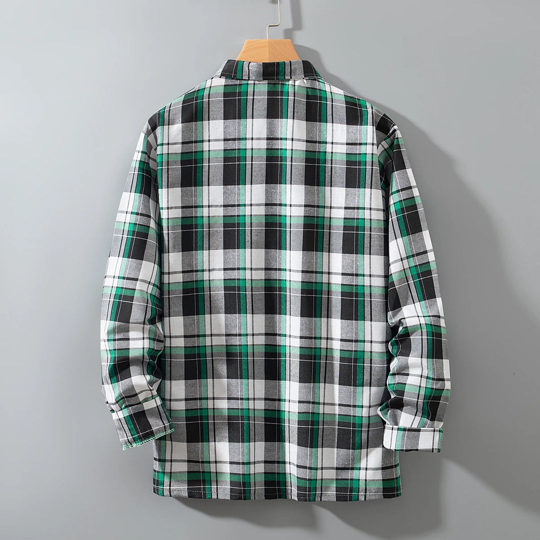Men's Shirt Spring And Autumn Coat Fashionable Classic Checkered Youth Casual Comfortable And Fashionable Button Up Long Sleeved
