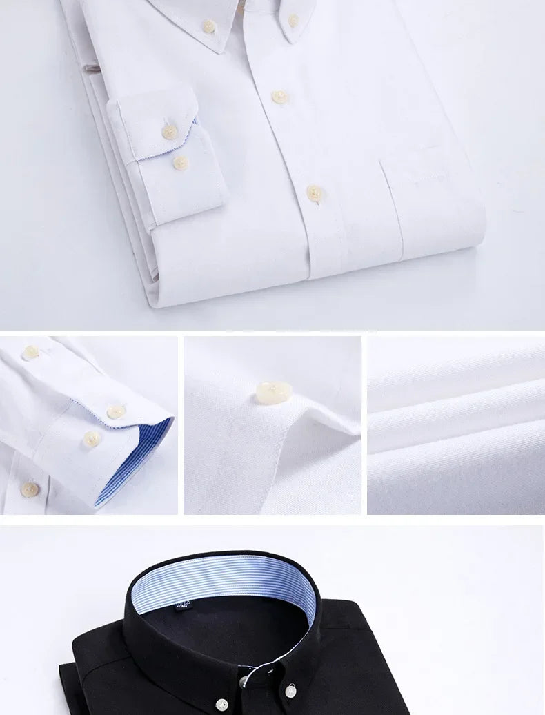 Men's Long Sleeve Shirt Spring Summer Autumn Winter Oxford Woven Slim Free Ironing Comfortable Soft Casual Fashion Simple Work