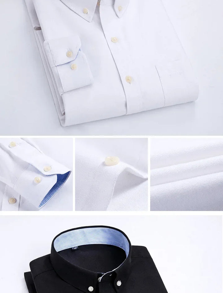 Men's Long Sleeve Shirt Spring Summer Autumn Winter Oxford Woven Slim Free Ironing Comfortable Soft Casual Fashion Simple Work