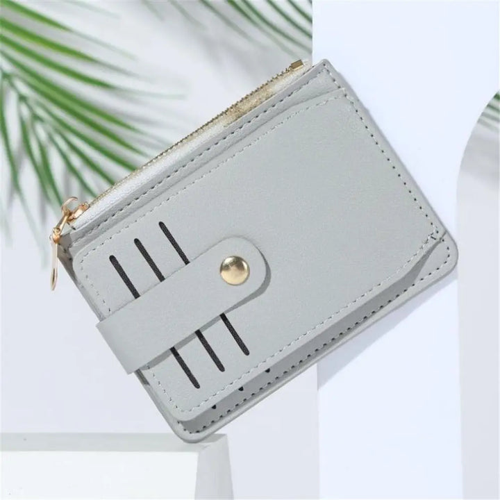 محفظة نقود معدنية من الجلد الصناعي مع حامل بطاقات وسحاب