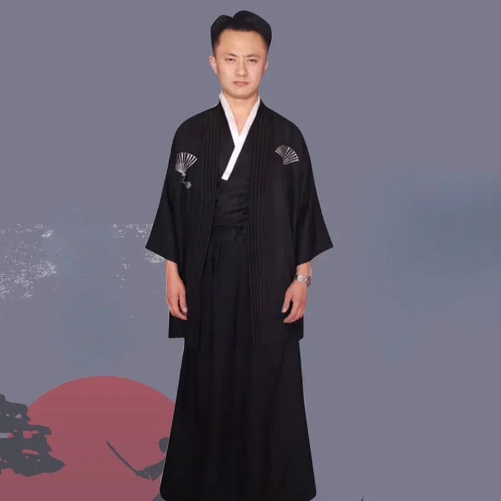 Japones Kimono Man Japanese Yukata Traditional Dress Vintage Male Yukata Stage Dance Costumes Samurai Clothing Asian Clothes