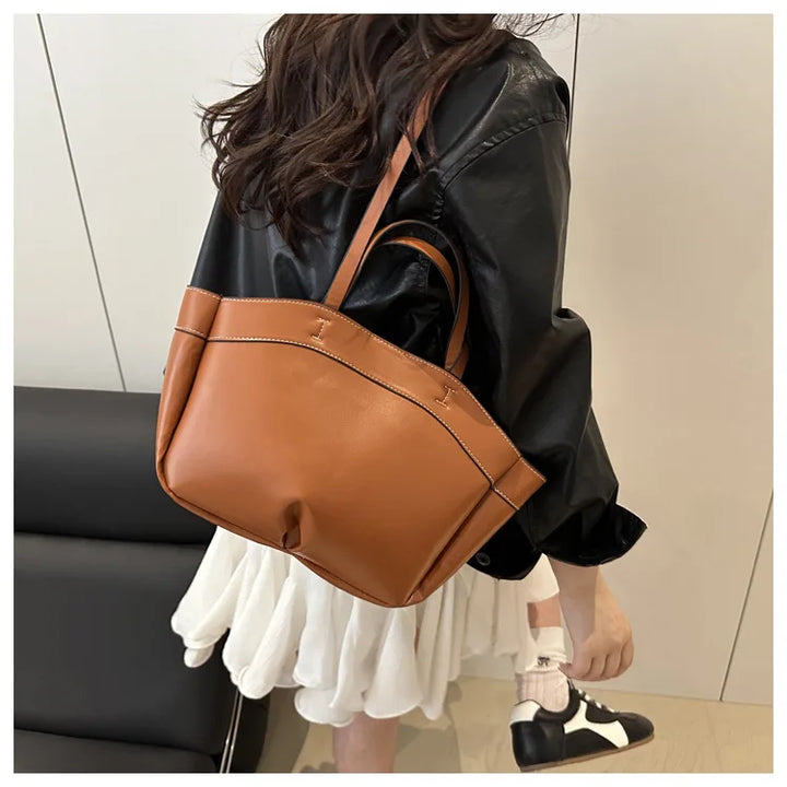 Women’s PU Leather Tote Bag – Large Vintage Shoulder & Crossbody Purse