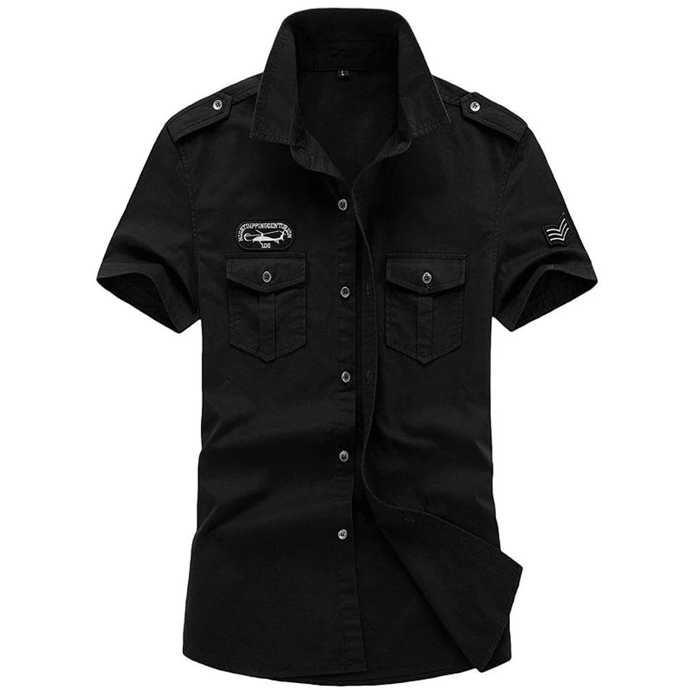 Spring Summer Men's Tactical Shirts Outdoor Men Cotton Shorts Sleeve Military Shirts Fashion Men Button Hiking Work Shirts