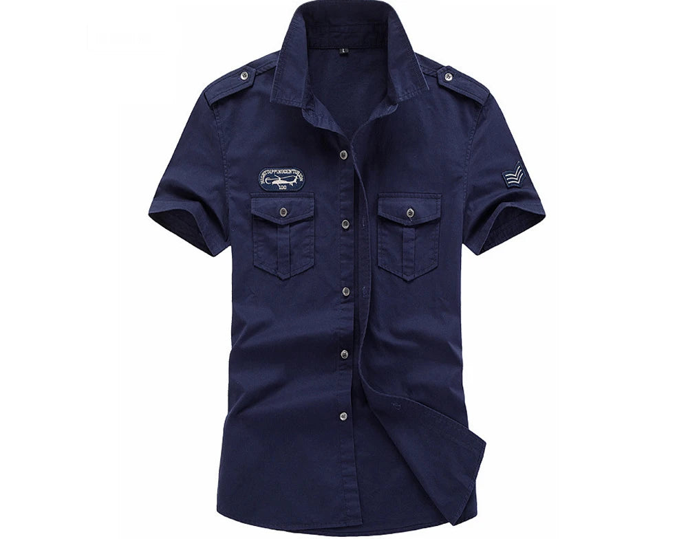 Spring Summer Men's Tactical Shirts Outdoor Men Cotton Shorts Sleeve Military Shirts Fashion Men Button Hiking Work Shirts