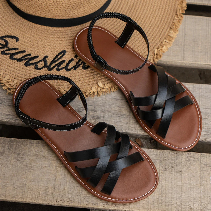 2024 Women’s Summer Flat Sandals – Roman Strap, Non-Slip Rubber Sole