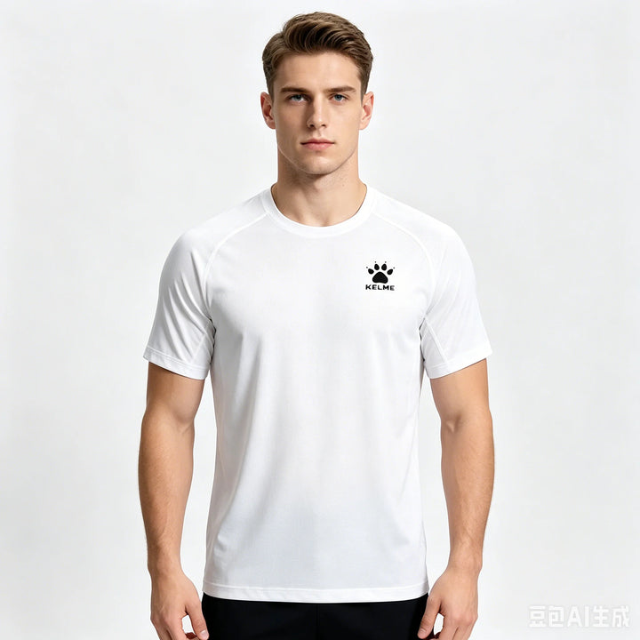 KELME's New Men's Summer High-Quality Round-Neck Breathable Quick-Drying Short-Sleeved Casual Sports Breathable Shirt