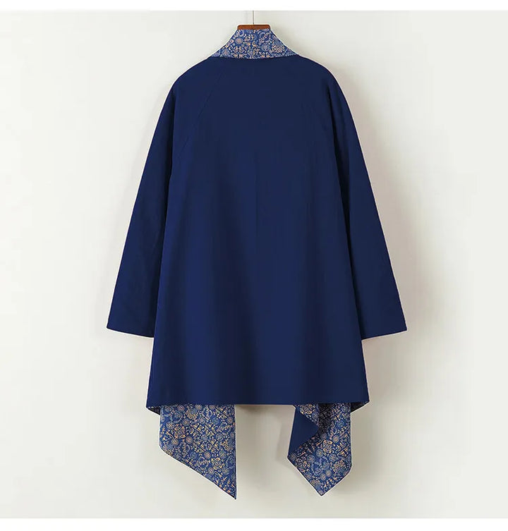 Men's Kimono Cardigan Japanese Samurai Costume Cotton Linen Haori Yukata Streetwear Retro Ethnic Robe Double-Sided Cloak Jacket