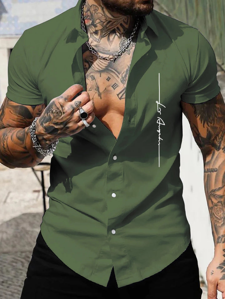 Men's Short-Sleeved Shirt Muscle Men's Fitness Shirt Summer Men's Sports Elastic Breathable Slim Show Muscle Short-Sleeved Shirt
