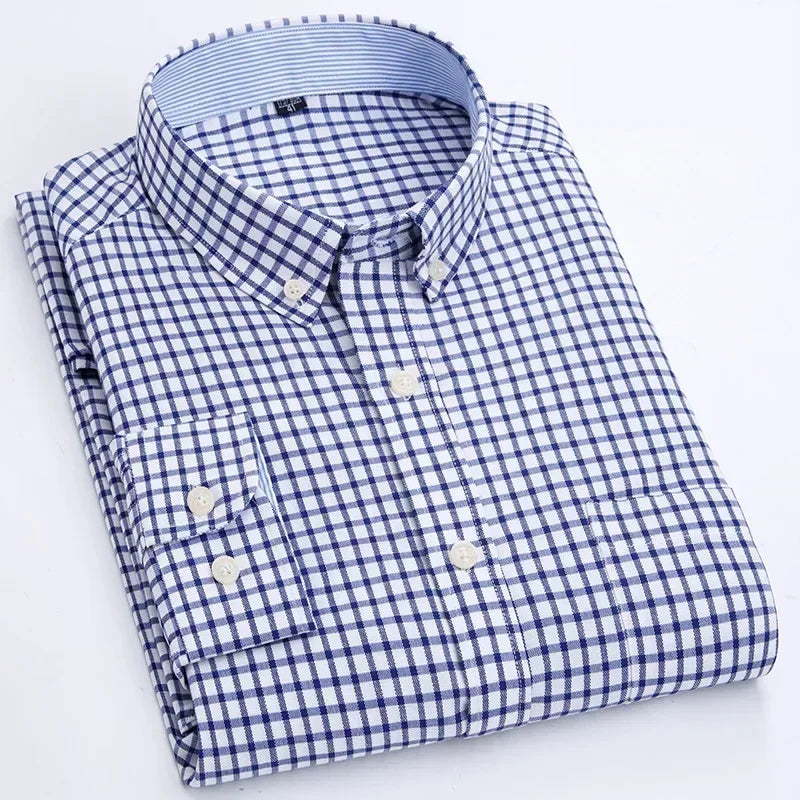 Men's Long Sleeve Shirt Spring Summer Autumn Winter Oxford Woven Slim Free Ironing Comfortable Soft Casual Fashion Simple Work