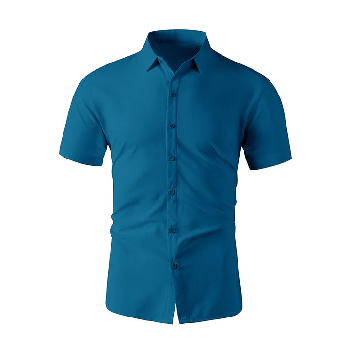 Men's Black Short Sleeve Dress Shirt Slim Fit Non-iron Formal Business Button Down Shirt for Office