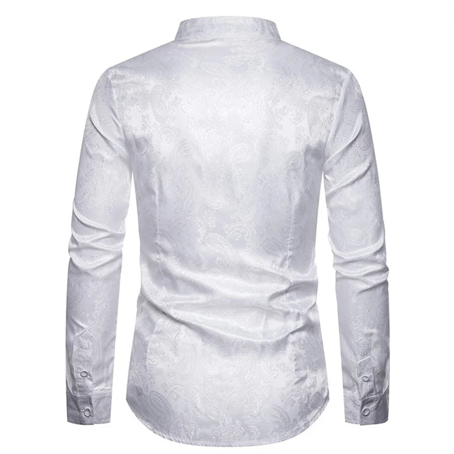 2025 New Men Fashion Medieval Floral Dress Shirts Stylish Long Sleeve Steampunk Shirt Men's Party Club Bar Social Shirt Male