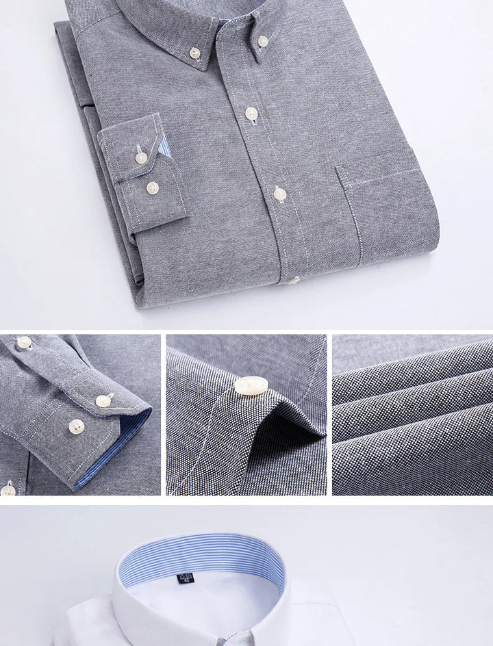 Men's Long Sleeve Shirt Non-Ironing Oxford Spinning Spring Summer Autumn Slim Casual Comfortable All Fashion Fast Color Shirt