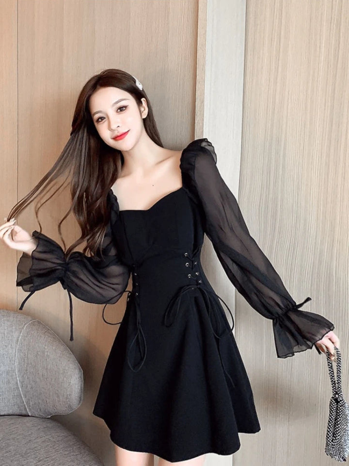Female Dresses  Coquette Women's DressSilk Satin Chiffon Sexy Black Holiday New Features Korean Style Clothing Cheap Casual X In