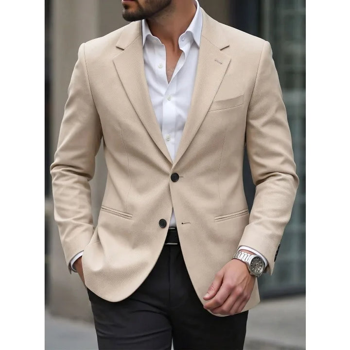 KIDWHXR Man Blazer Korean Slim Simple Solid Color Turn Down Collar Male Suit Outerwear Business Casual Long Sleeeve Men Coat