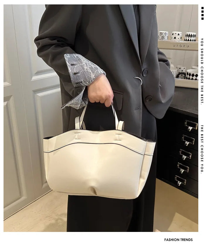 Women’s PU Leather Tote Bag – Large Capacity Vintage Shoulder & Crossbody Purse