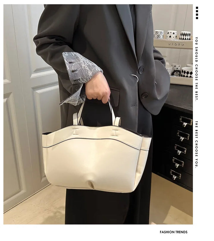 Women’s PU Leather Tote Bag – Large Capacity Vintage Shoulder & Crossbody Purse