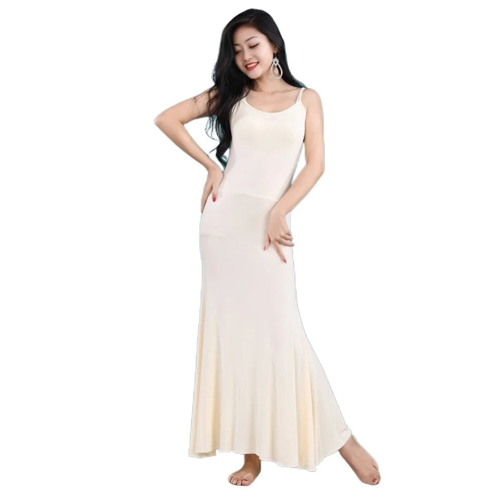 Khaleeji Gulf Dance Costume Women Gold Embroidery Kaftan Robe+Sleeveless Mermaid Slip Dress Belly Dance Performance Outfit