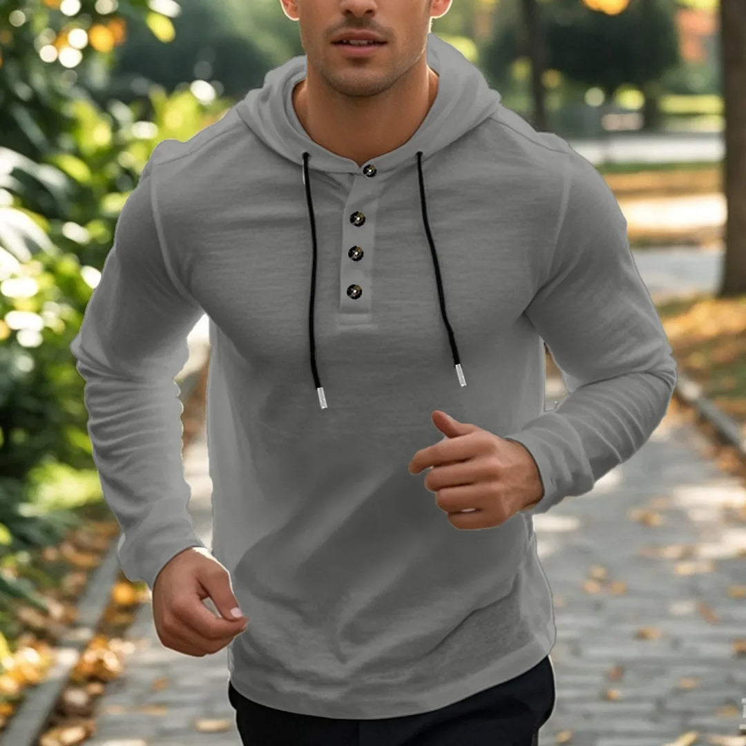2026 New Men's  T-Shirts Spring Summer Hooded Cotton Linen Tops for Men Soft Loose Henley Shirt Casual Button Long Sleeve Shirts