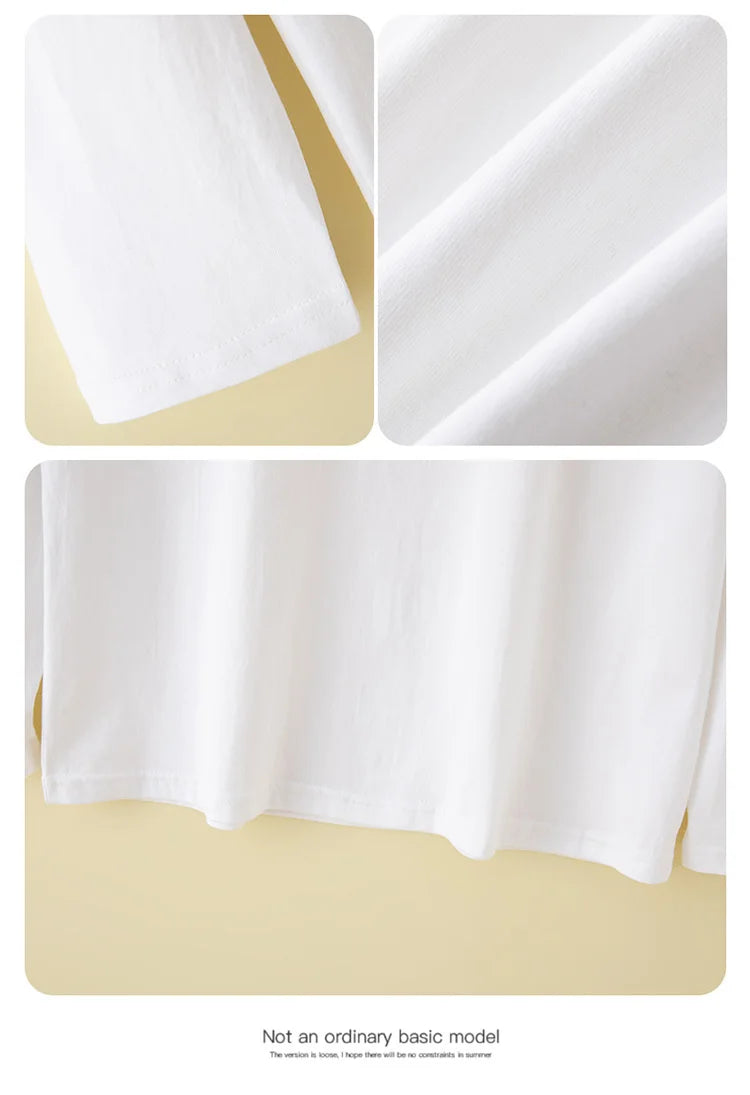 Women T-shirts Long Sleeve Solid O-neck Tops Cotton White Bottoming Shirts Spring Autumn T-shirts Harajuku Tees Loose Tshirt