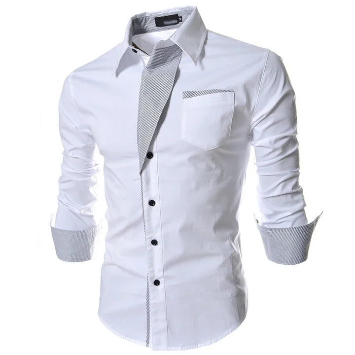 White Striped Shirts Mens 2025 Long Sleeved Business Slim Fit Male Shirt Black Social Clothes Camisa Masculina Vetement Homme