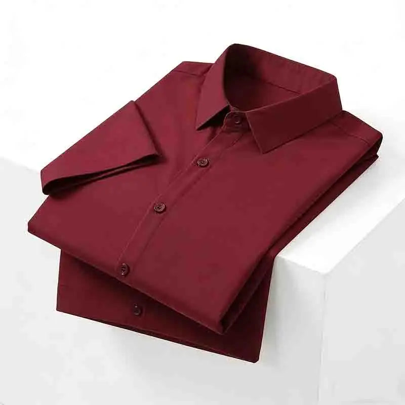 Men's Black Short Sleeve Dress Shirt Slim Fit Non-iron Formal Business Button Down Shirt for Office