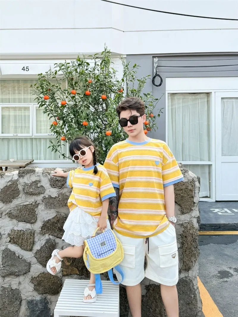 Summer Family T Shirts Parent-child Clothes Mother Father and Daughter Son Boy Girl Matching Tee Shirt Tops Baby Cotton Bodysuit