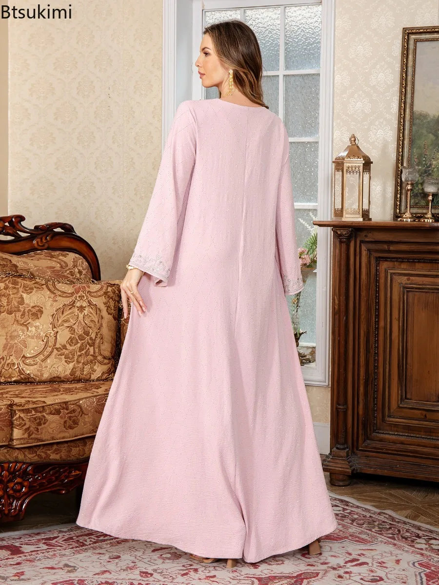 Muslim Abayas Arabic Embroidery Kaftan Women's Elegant Dresses Dubai Kaftan Eid Ramadan Caftan Robe Jalabiya Turkey Morocco Gown