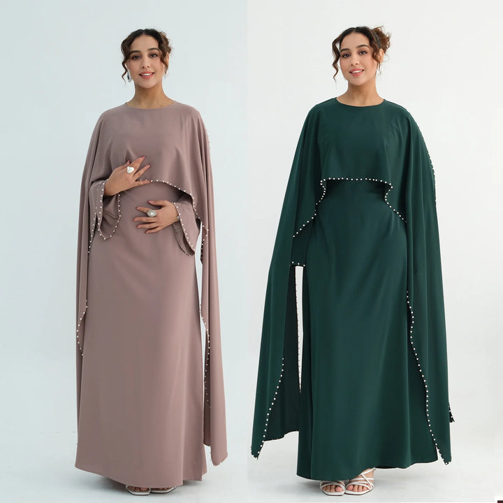 Luxury Dubai Shawl Abaya Elegant Beaded Waist Cinching Kaftan Muslim Women Traditional Dress Maxi Long Sleeve Robe Eid Outfit