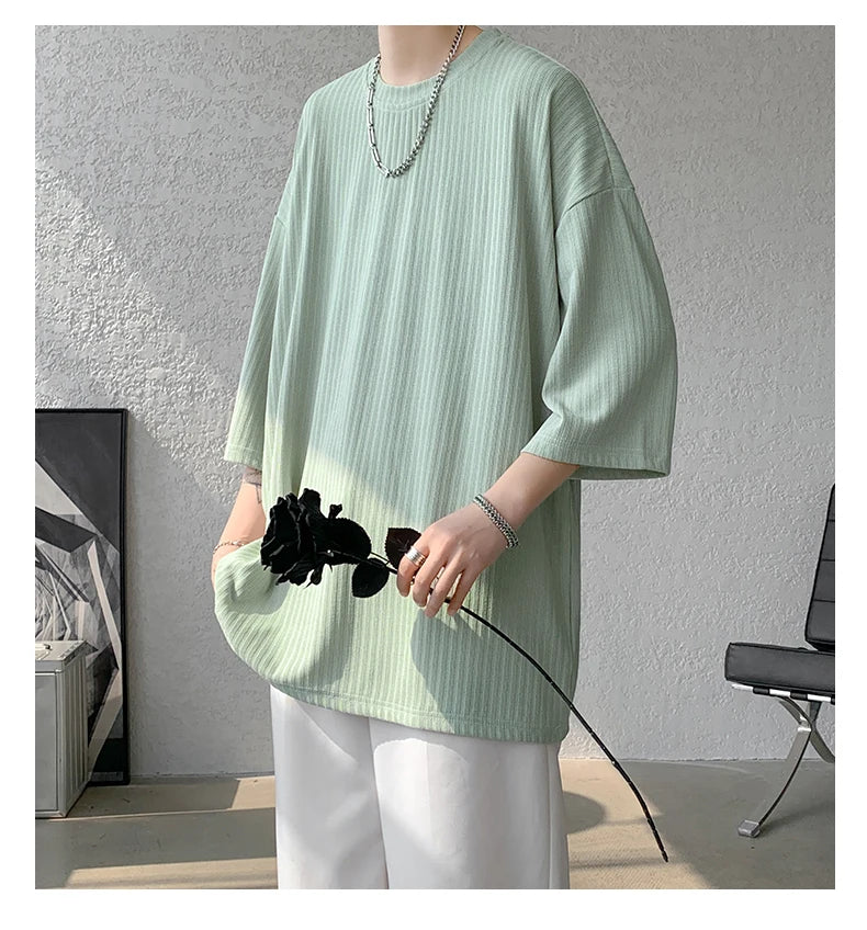 men t shirts Summer Men's White Cool T-shirts Women Oversized 5XL Korean Style Loose Striped T-shirt Casual T-Shirt Male
