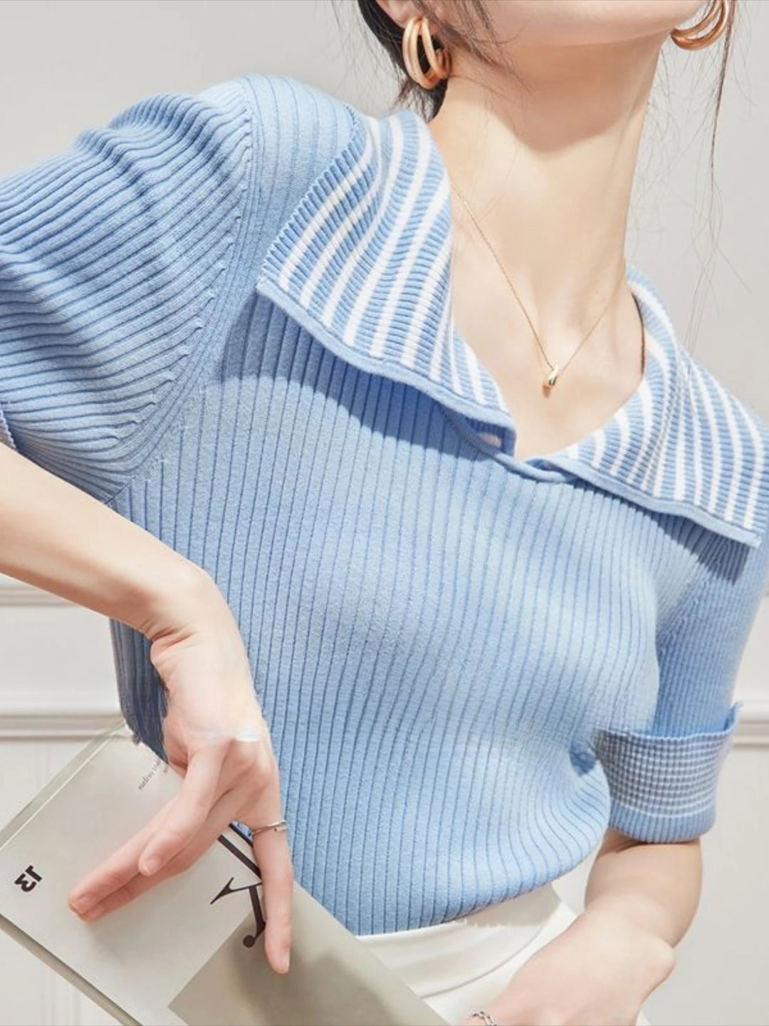 Gestreiftes Damen-Rolo-Shirt – Kurzarm