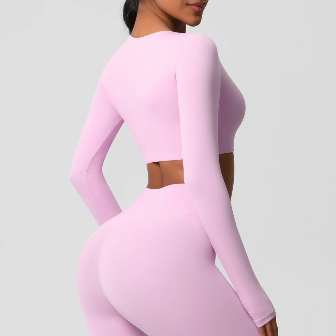 Yoga Shirts For Women Long Sleeve With Padded Fitness Running Gym Clothes Workout Dry Fit Breathable High Elastic Sports Top