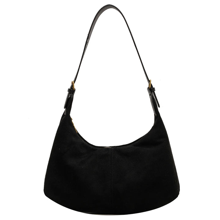 Vintage Women’s Suede Handbag – Designer Crescent Hobo Crossbody Bag