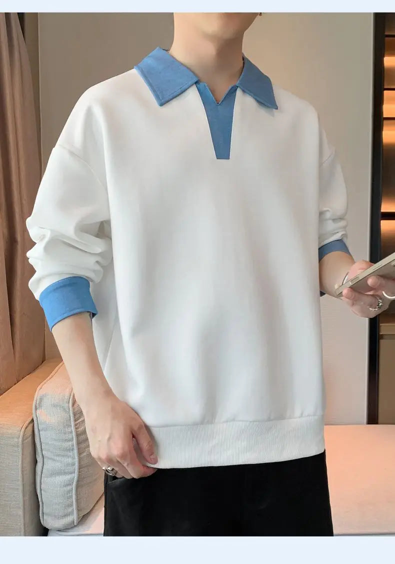 Men’s Spring/Autumn Sweatshirt – Trendy Loose Fit, Casual Long Sleeve