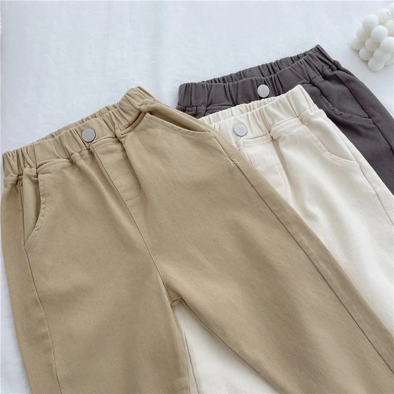 Korean Style Kids Pants - Autumn Spring Slacks for Boys & Girls, Foreign Fashion Trousers Winter Clothes for Girls