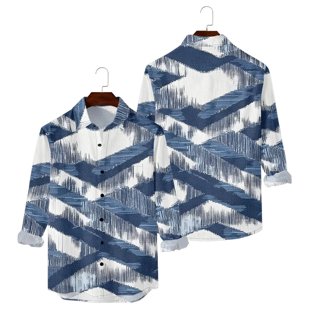Hawaiian Button Up Shirts Retro Florals Printed Full Sleeve Streetwear Casual Men Dark Academia Resort Elegance Travel Shirt