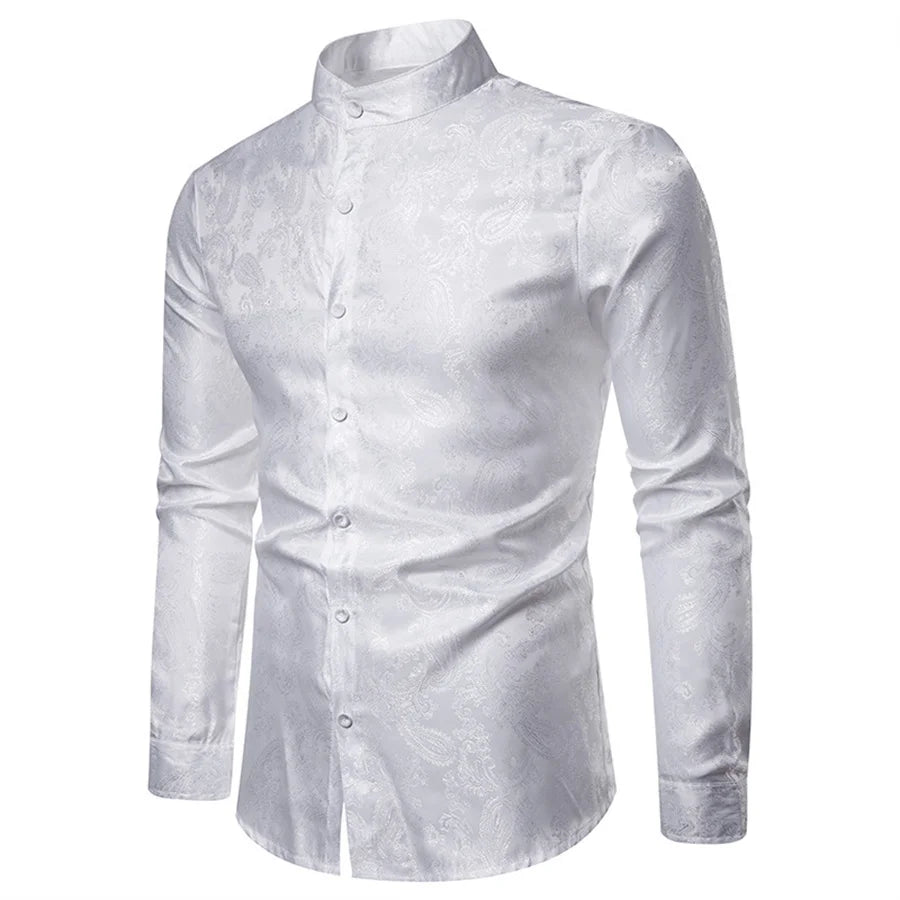 2025 New Men Fashion Medieval Floral Dress Shirts Stylish Long Sleeve Steampunk Shirt Men's Party Club Bar Social Shirt Male