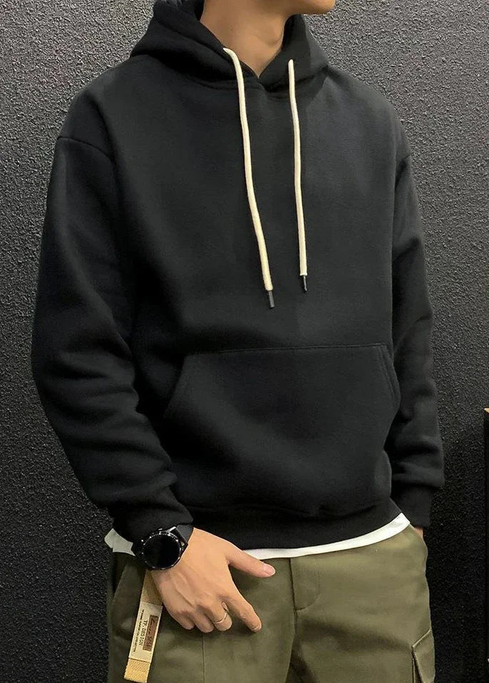 Sweatshirts For Man Fleeced Green Men's Clothing Hooded Hoodies Solid Simple Elegant Hot Offers Sweat Shirt Welcome Deal Cheap