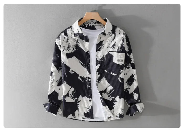 High-quality long-sleeved shirt for new autumn fashion, trendy brand, handsome business style, textured striped shirt, slim fit