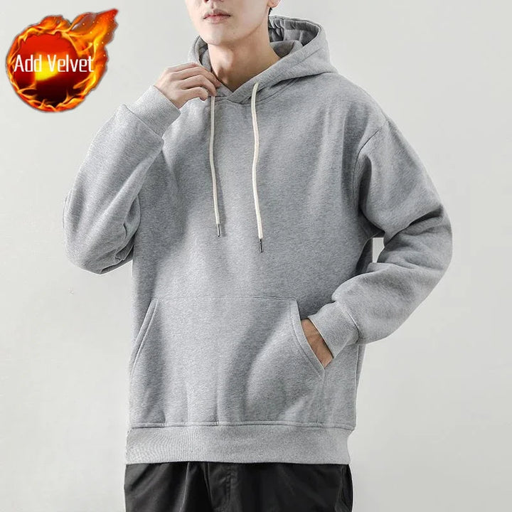 Sweatshirts For Man Fleeced Green Men's Clothing Hooded Hoodies Solid Simple Elegant Hot Offers Sweat Shirt Welcome Deal Cheap