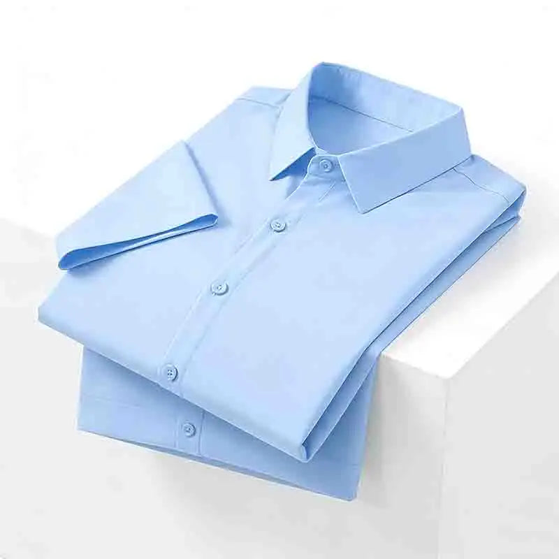 Men's Black Short Sleeve Dress Shirt Slim Fit Non-iron Formal Business Button Down Shirt for Office