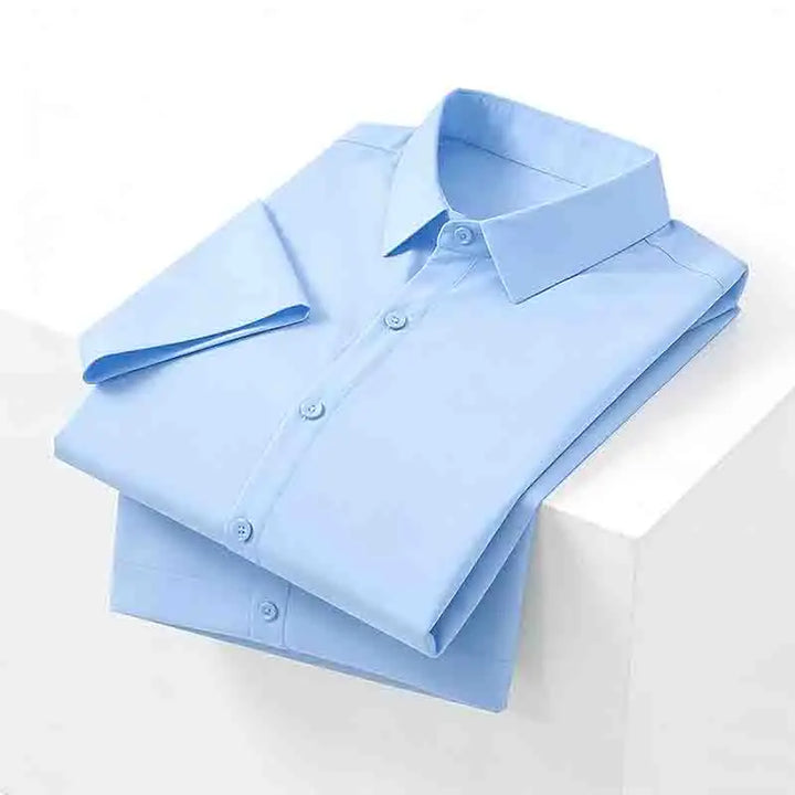 Men's Black Short Sleeve Dress Shirt Slim Fit Non-iron Formal Business Button Down Shirt for Office