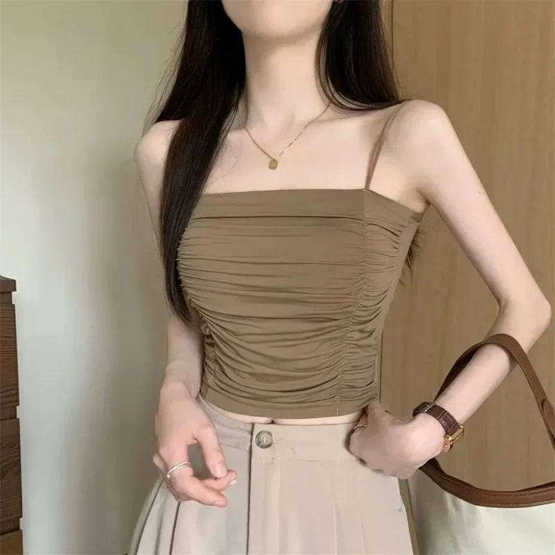 Women’s Corset Tank – Sleeveless Tube Top, White Camisole