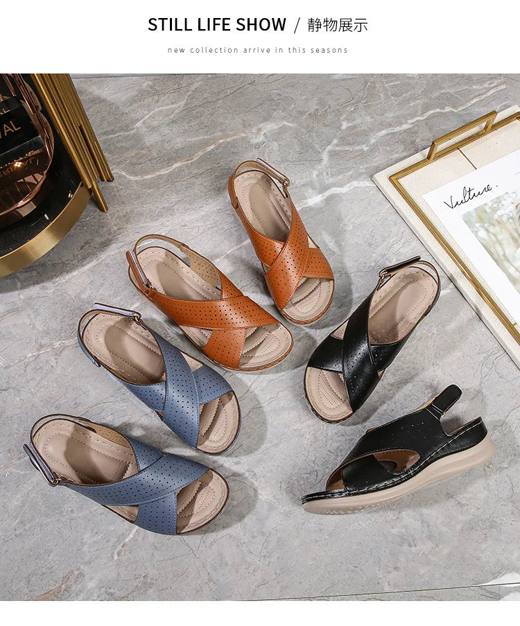 Women's sandals soft, breathable, non slip, lightweight comfortable suitable daily leisure  vacation thick soles sloping heels