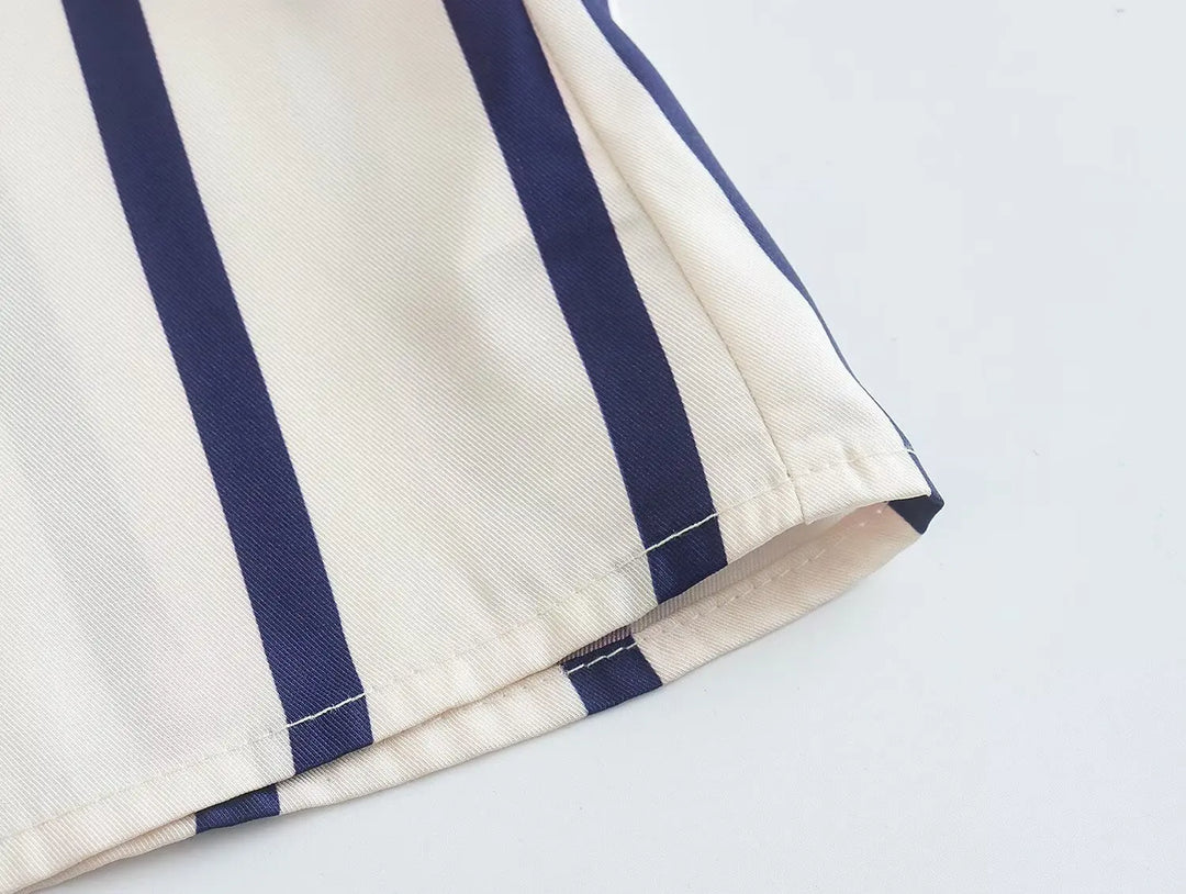 Women Striped Shirts Female Loose-Fit Bubble Sleeve Printed Shirts Lady Casual Youthful Energetic Short Sleeved Tops Clothing