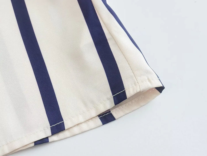 Women Striped Shirts Female Loose-Fit Bubble Sleeve Printed Shirts Lady Casual Youthful Energetic Short Sleeved Tops Clothing