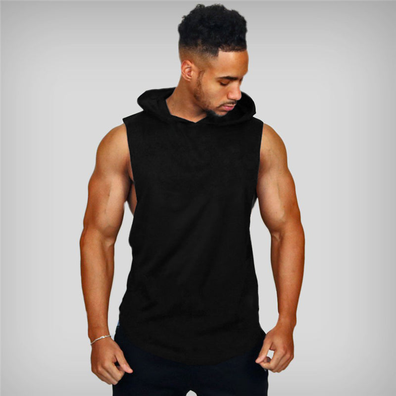 Muscleguys Gym Hooded Tank Top Men Fitness Clothing Cotton Bodybuilding Hoodie Vest Workout Singlets Sports Sleeveless Shirt