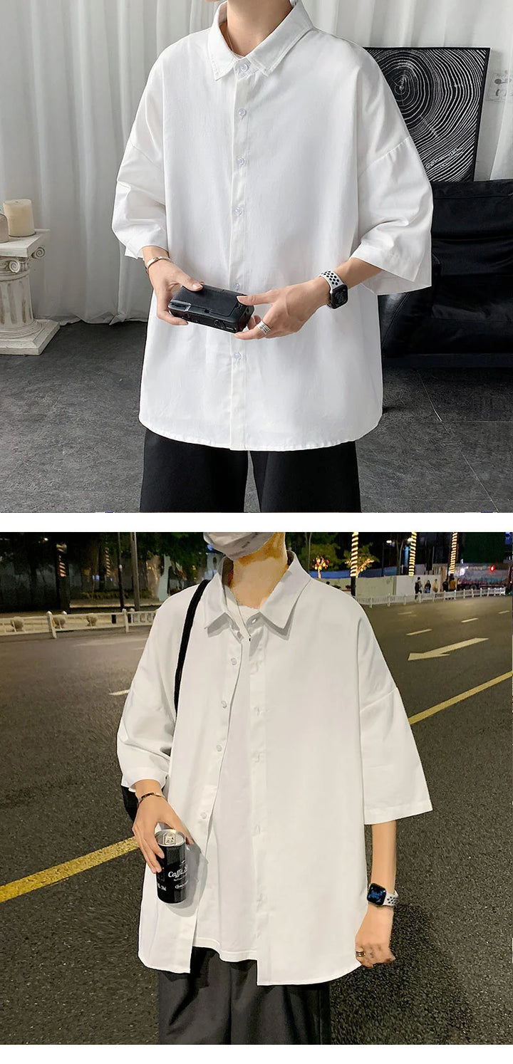 Men's Oversized Shirts White Mens Fashion Blouse 5xl Oversize Half Sleeves Dress Shirt for Men New Clothing Casual