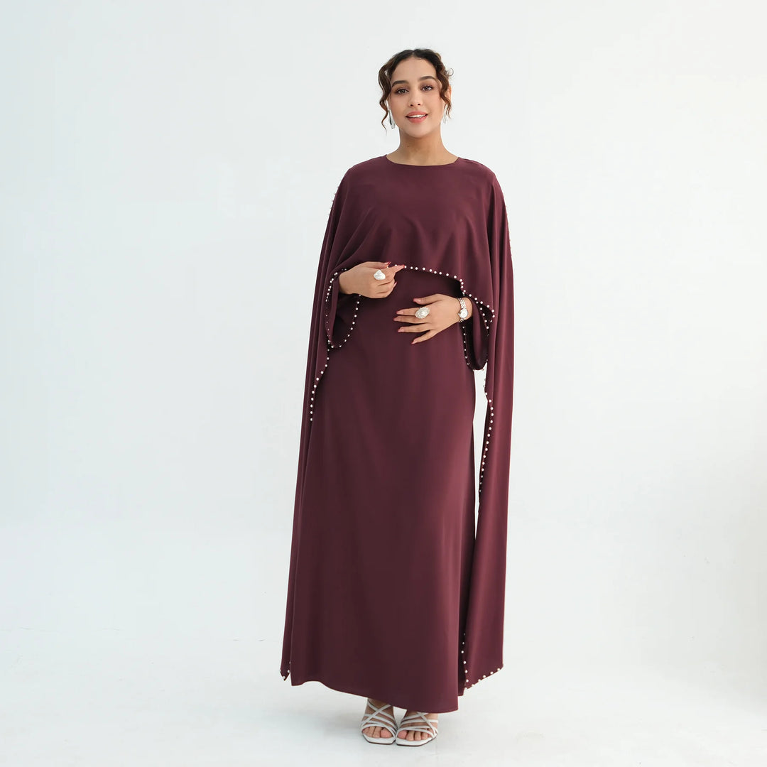 Luxury Dubai Shawl Abaya Elegant Beaded Waist Cinching Kaftan Muslim Women Traditional Dress Maxi Long Sleeve Robe Eid Outfit