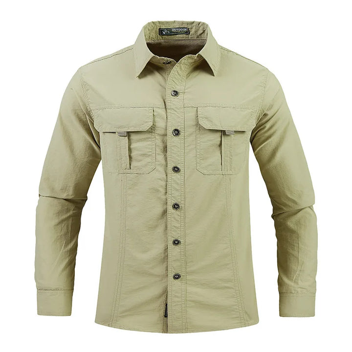 New Summer Male Thin Breathable Comfortable Cargo Shirts Men Outdoor Long sleeves Quick Drying Waterproof Tooling Shirts 5XL